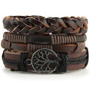 Genuine Leather Tree of life Bracelet